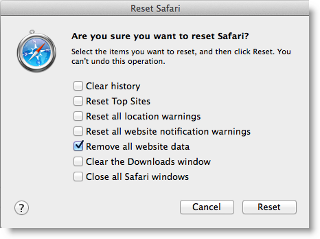 Reset Safari Window