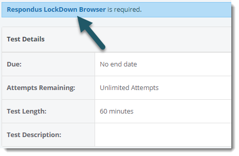Respondus Lockdown is required screenshot